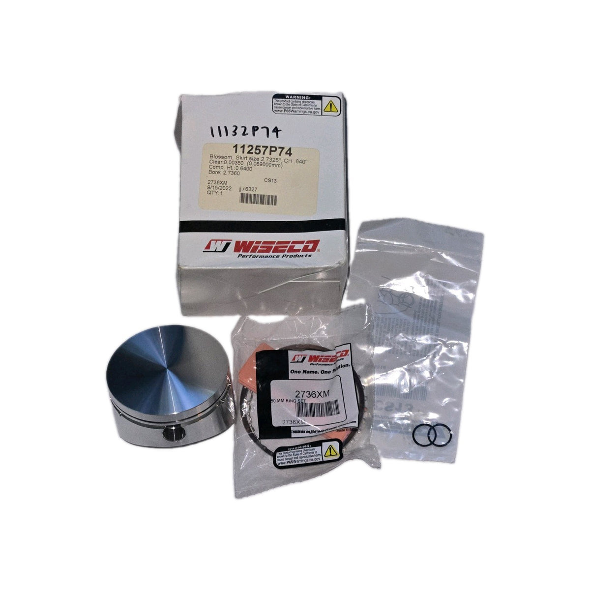 Wiseco Performance Piston Kit 11132P74 2.7360" Bore Go Kart Minibike Piston Kit